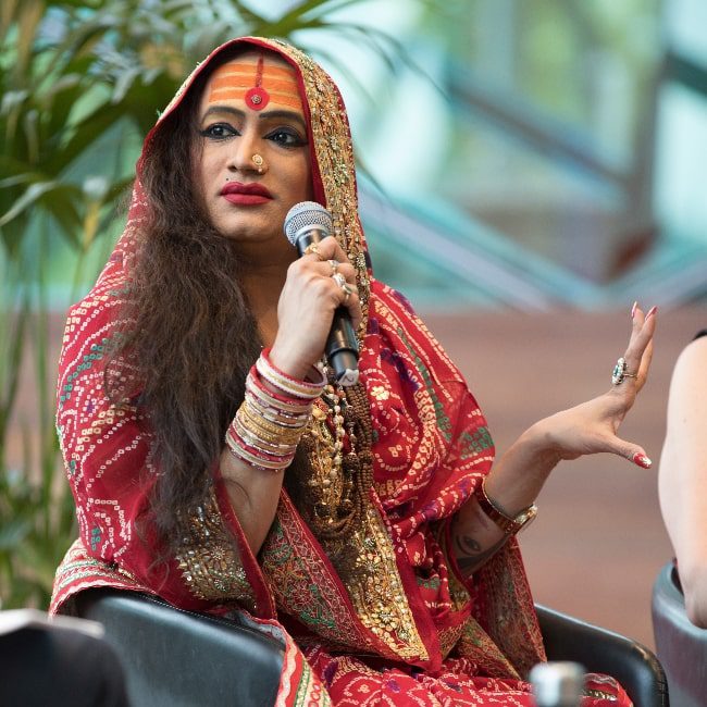 Laxmi Narayan Tripathi at JLF Melbourne on a panel titled ‘Gender and the Spaces Between’ presented by Melbourne Writers Festival, Federation Square, Melbourne 2017 (Timothy Herbert / Wikimedia / CC BY-SA 4.0) Laxmi Narayan Tripathi at JLF Melbourne on a panel titled 'Gender and the Spaces Between' presented by Melbourne Writers Festival, Federation Square, Melbourne 2017
